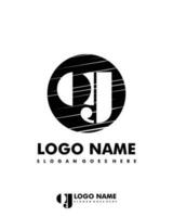 Initial OG negative space logo with circle template vector