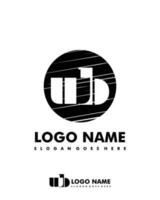 Initial WB negative space logo with circle template vector