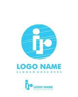 Initial IR negative space logo with circle template vector