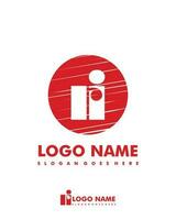 Initial RI negative space logo with circle template vector