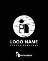 Initial IA negative space logo with circle template vector