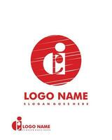 Initial CI negative space logo with circle template vector