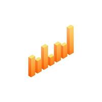 Orange 3d bar graph on white background. vector