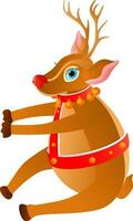 Christmas reindeer in sitting pose. vector