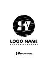 Initial SV negative space logo with circle template vector