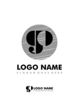 Initial GO negative space logo with circle template vector