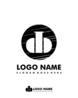 Initial DB negative space logo with circle template vector