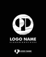 Initial OP negative space logo with circle template vector