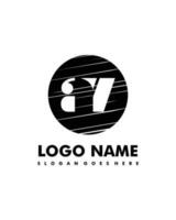 Initial AV negative space logo with circle template vector