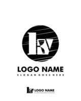 Initial KV negative space logo with circle template vector