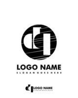 Initial DQ negative space logo with circle template vector