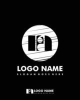 Initial NA negative space logo with circle template vector