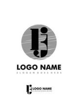 Initial KJ negative space logo with circle template vector