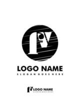 Initial FV negative space logo with circle template vector