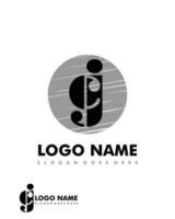 Initial CJ negative space logo with circle template vector