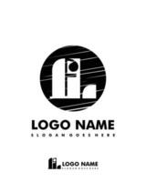 Initial FL negative space logo with circle template vector