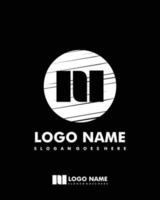 Initial NU negative space logo with circle template vector