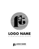 Initial FT negative space logo with circle template vector