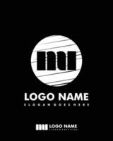 Initial MU negative space logo with circle template vector