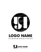 Initial YQ negative space logo with circle template vector