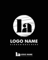 Initial LA negative space logo with circle template vector