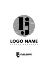 Initial LJ negative space logo with circle template vector