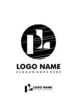 Initial PL negative space logo with circle template vector
