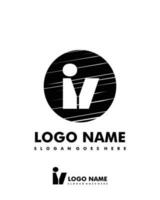 Initial IV negative space logo with circle template vector