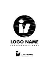 Initial IV negative space logo with circle template vector