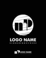Initial MP negative space logo with circle template vector
