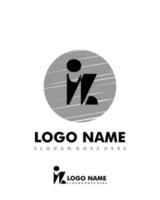 Initial IZ negative space logo with circle template vector