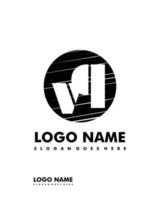 Initial VQ negative space logo with circle template vector