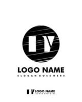 Initial NV negative space logo with circle template vector