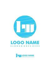 Initial LW negative space logo with circle template vector
