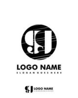 Initial GG negative space logo with circle template vector