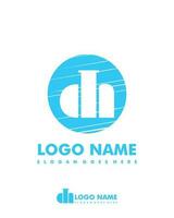 Initial DH negative space logo with circle template vector