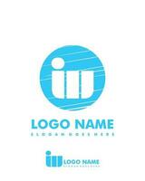 Initial IW negative space logo with circle template vector