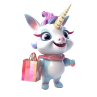 3d linda unicornio personaje ai generativo png