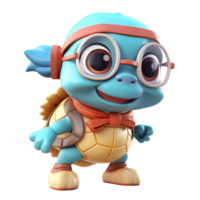 3d schattig schildpad karakter ai generatief png