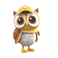 3D cute owl character png