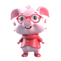 3D cute pig character png