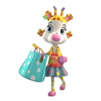 3D cute giraffe character png