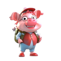 3D cute pig character png