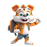 3d linda Tigre personaje ai generativo png