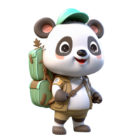 3d schattig panda karakter ai generatief png