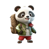 3d schattig panda karakter ai generatief png