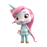 3D cute unicorn character png