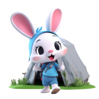 3D cute rabbit character png