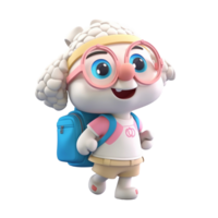 3D cute sheep character png