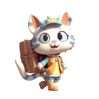 3d carino gatto personaggio ai generativo png